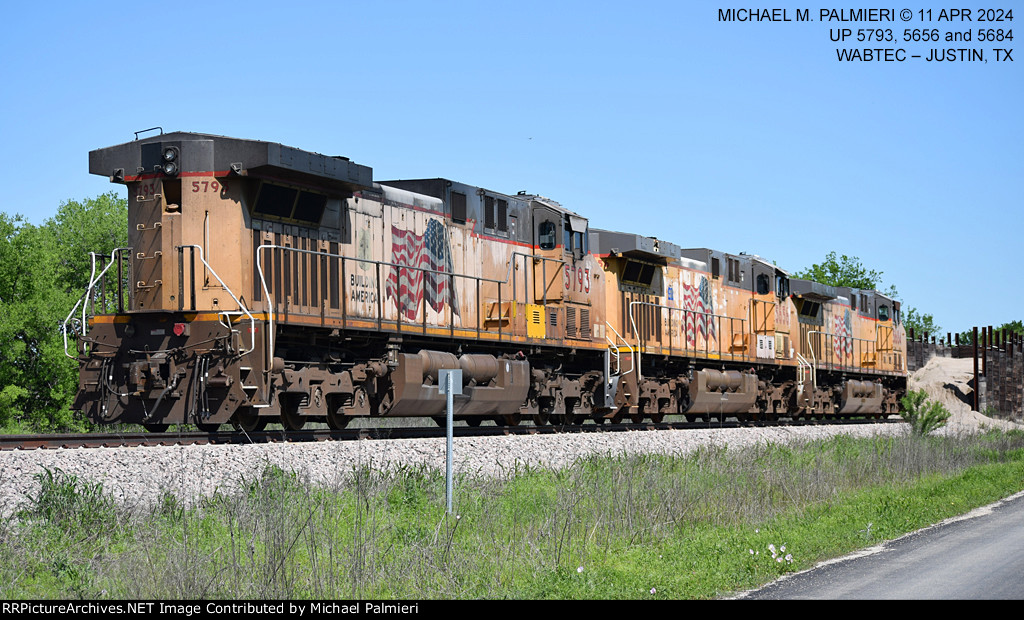 Union Pacific AC4400CW units 5793, 5656 and 5684